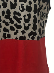 Leopard Print Tank Top, Criss Cross V Neck