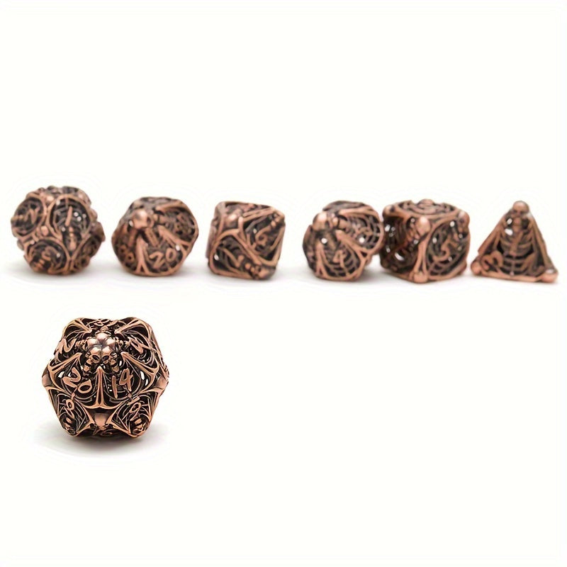 7pcs Skull Hollow Metal Polyhedral Dice Set for RPGs