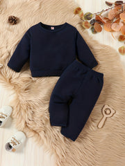 Newborn Baby Girls Letter Sweatshirt & Sweatpants Set For Autumn And Spring