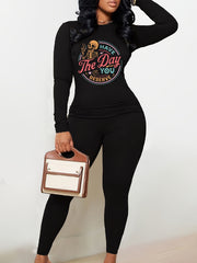 Casual Skull Print Two Piece Set T-shirt & Leggings