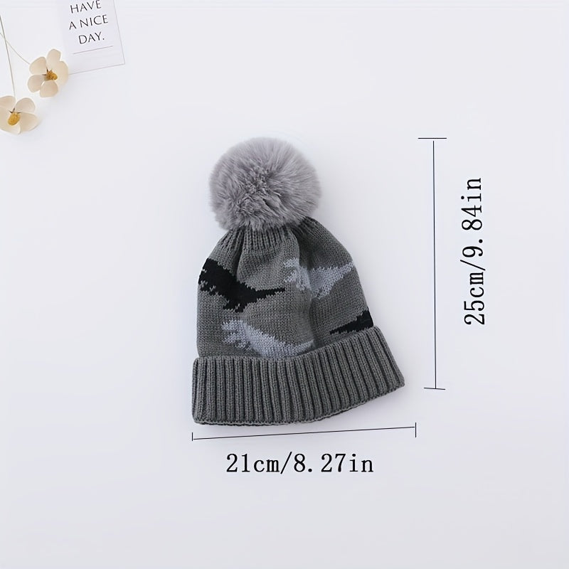Dinosaur Knitted Hat with Ear Protection for Baby Boys and Girls
