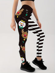 Christmas Snowflake Deer Print Leggings High Stretch Yoga Fitness Pants