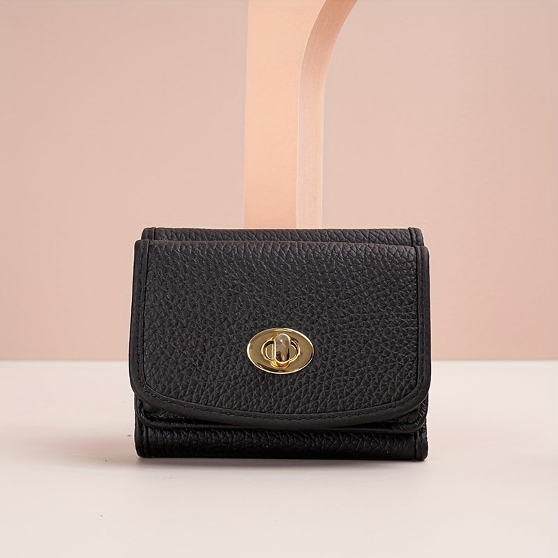 Women's Leather Trifold Wallet with Snap Closure and Coin Pocket