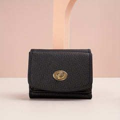 Women's Leather Trifold Wallet with Snap Closure and Coin Pocket