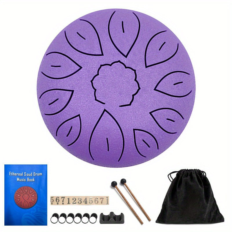 6 Inch 11 Tone Steel Hand Pan Drum with Drumsticks & Percussion