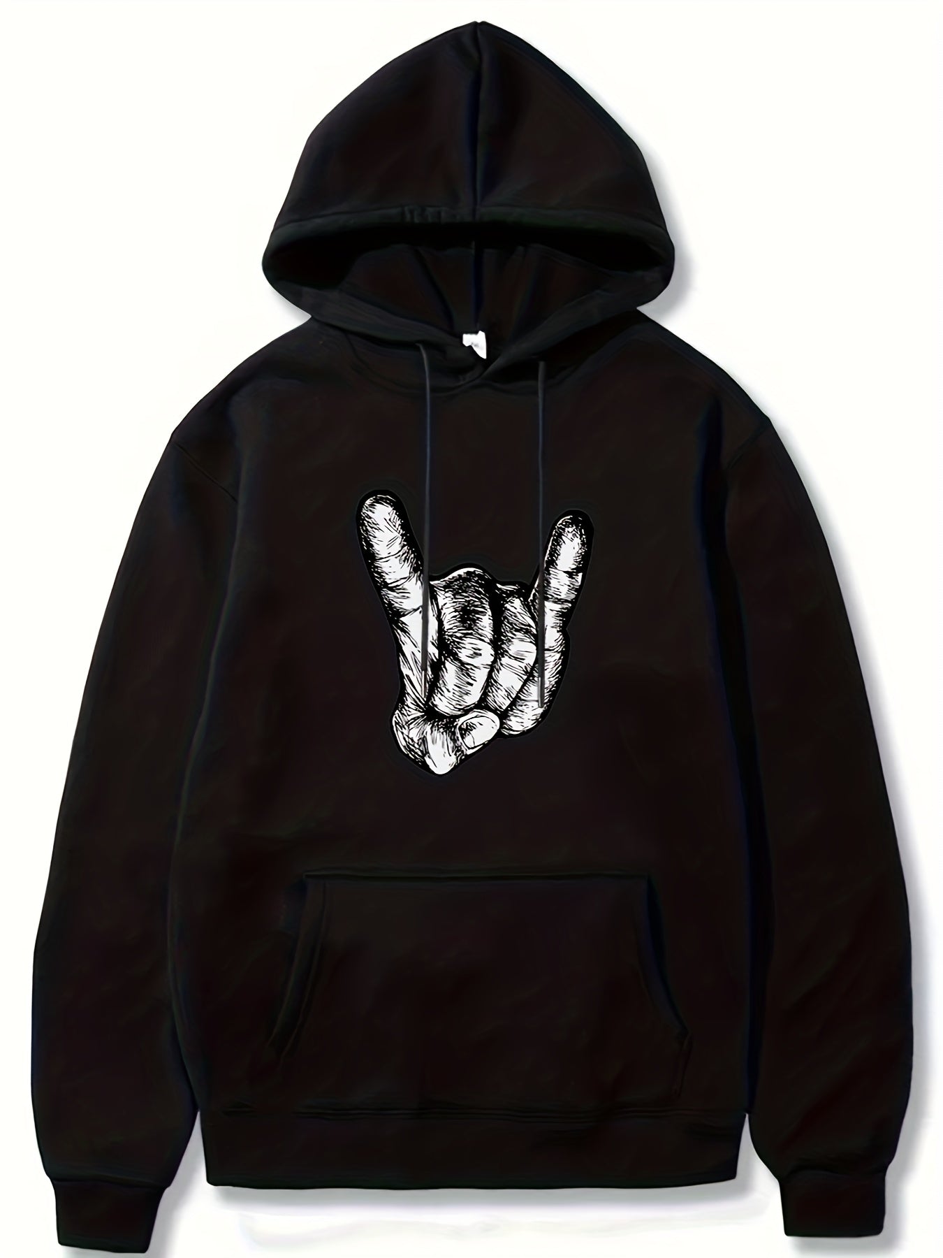 Rock Gesture Pattern Men's Hooded Sweatshirt