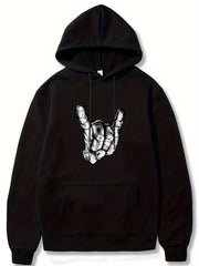 Rock Gesture Pattern Men's Hooded Sweatshirt