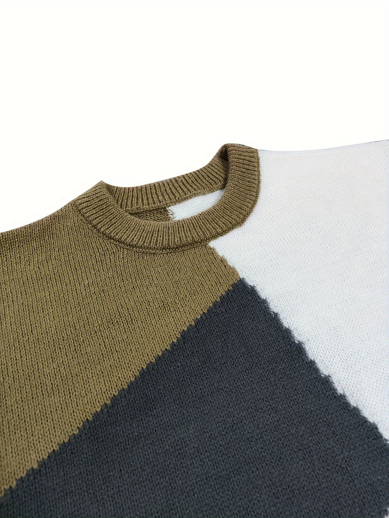 Colorblock Long Sleeve Round Neck Sweater
