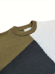 Colorblock Long Sleeve Round Neck Sweater
