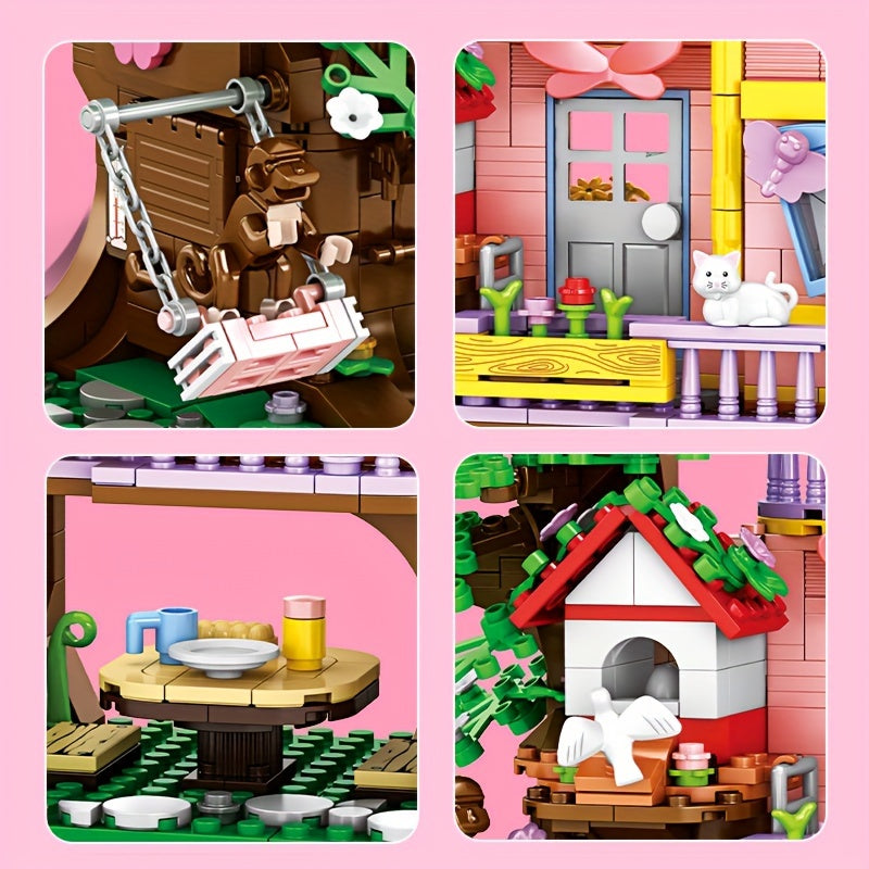 Tree House Bricks Model Set 840pcs DIY Forest House Building Blocks Toy