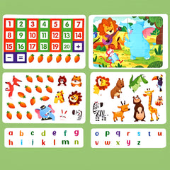Reusable Cartoon Sticker Busy Book Animal Word Letter Recognition Toy