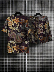Dragon Print Men's 2 Piece Outfits T-shirt & Shorts Set for Summer