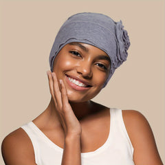 Ruffles Plate Flower Turban Cap Head Wrap Solid Elastic Beanies