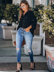 Women's Plus Ombre Ripped Button Fly High Rise Skinny Jeans
