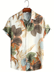 Men's Tropical Leaf Print Hawaiian Shirt