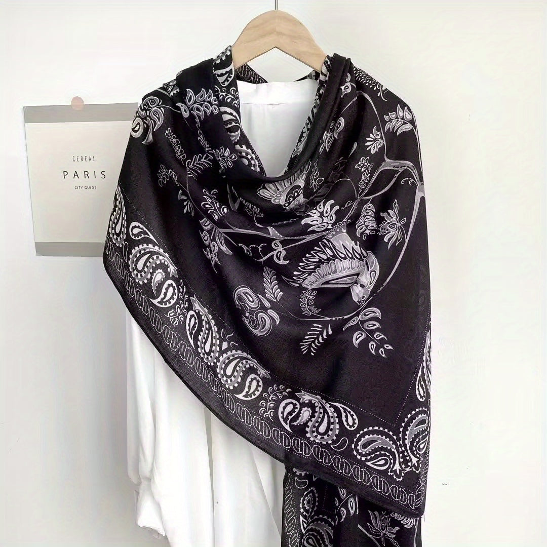 Paisley Print Scarf Warm Shawl Outdoor Windproof Head Wrap