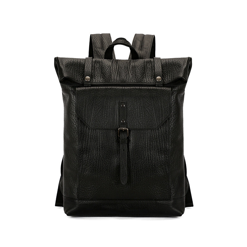 Men Leather Backpack Cow Leather Business Bag Waterproof