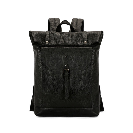 Men Leather Backpack Cow Leather Business Bag Waterproof