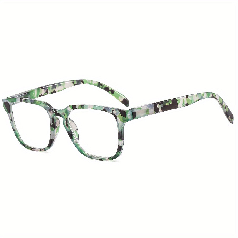 Camouflage Square Frame Reading Glasses Casual Eyeglasses