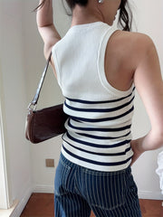 Striped Print Tank Top Sleeveless Summer Top