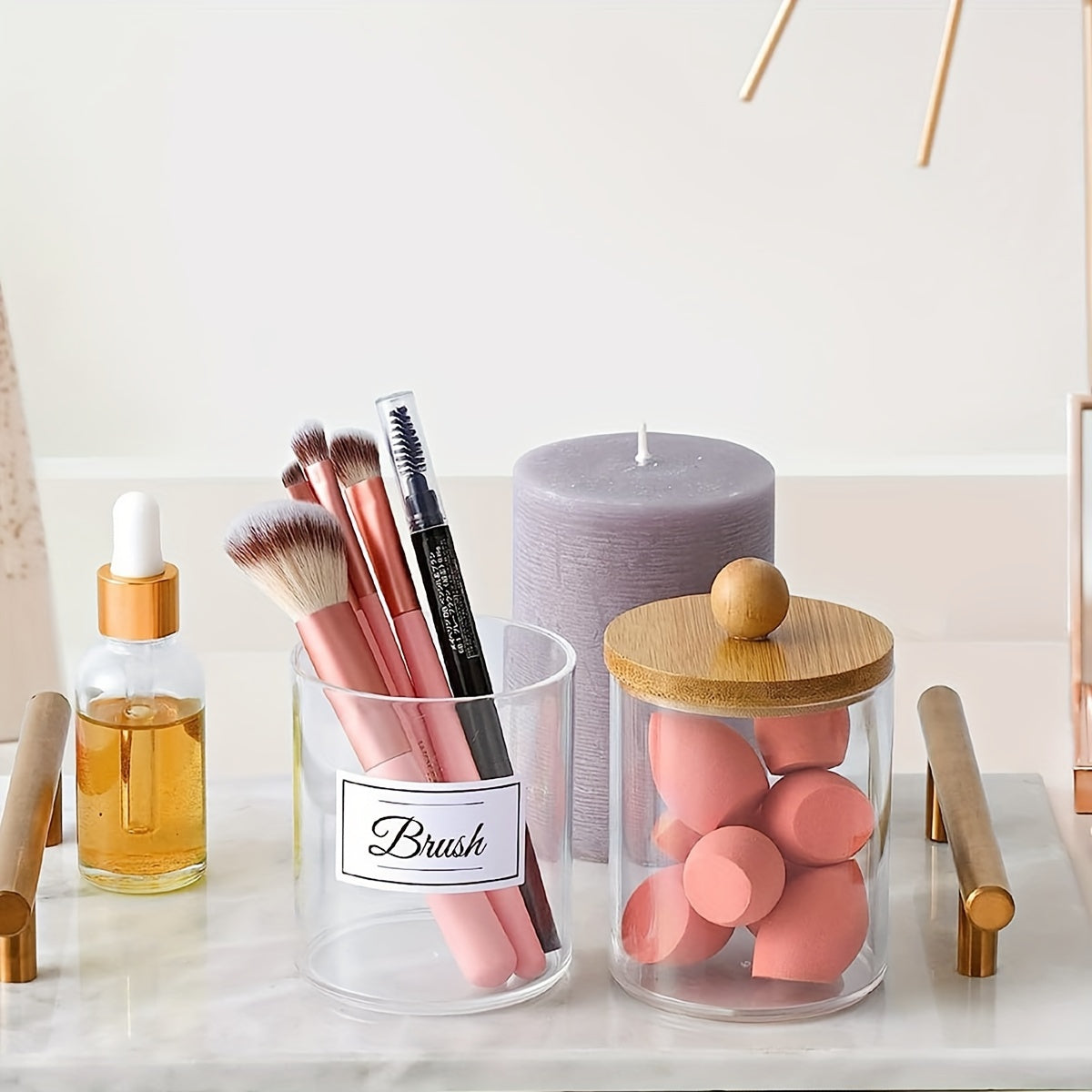 Bamboo Lid Cylinder Acrylic Storage Box