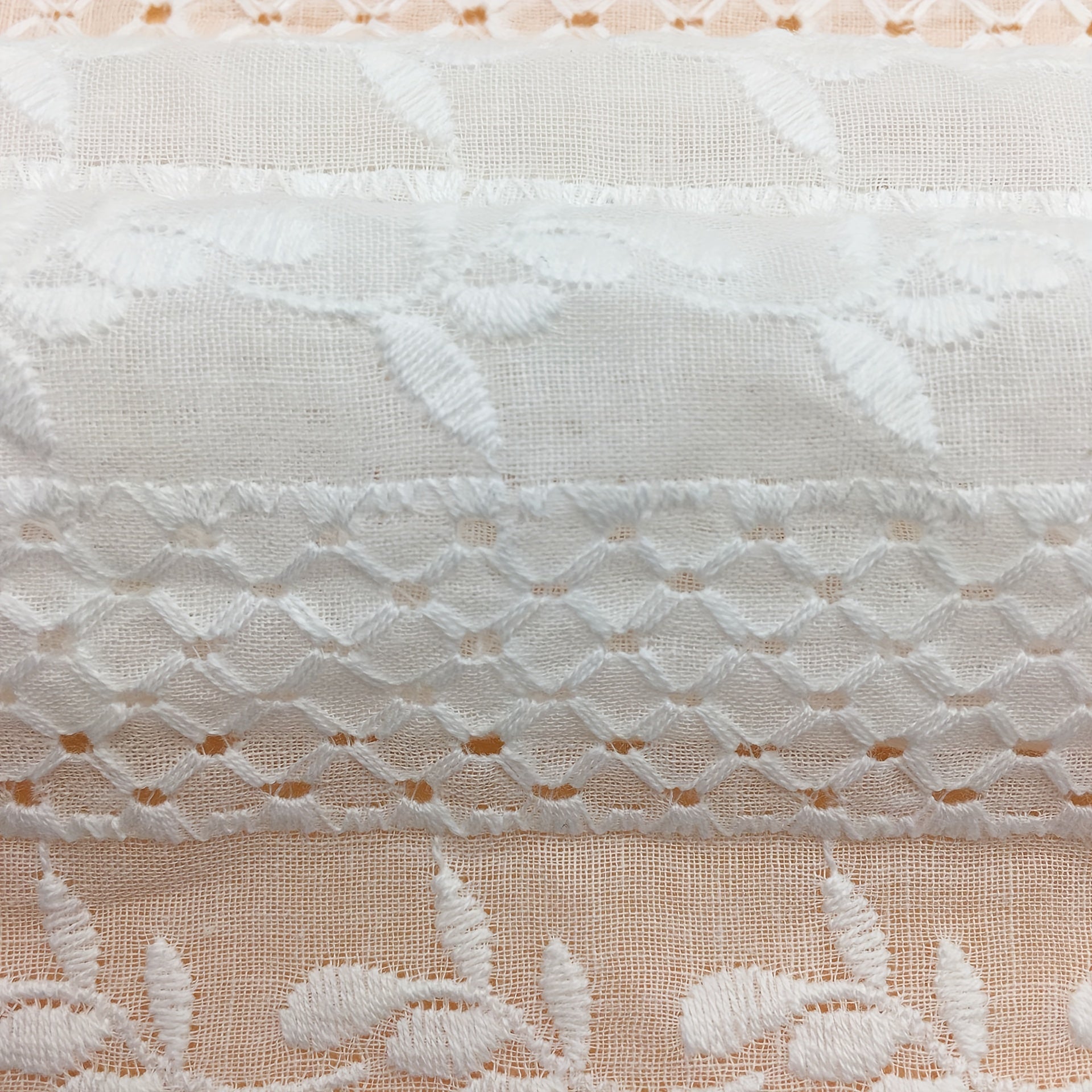Cotton Base Hollow Embroidery Fabric 3D Dress Perforated Lace Fabric 1m