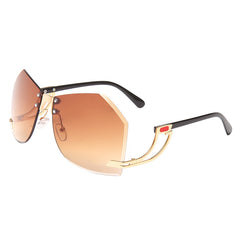 Oversized Rimless Wrap Around Sunglasses