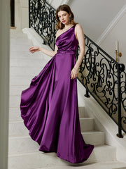 Satin Backless High Slit Prom Dress Formal Dinner Slim Dress