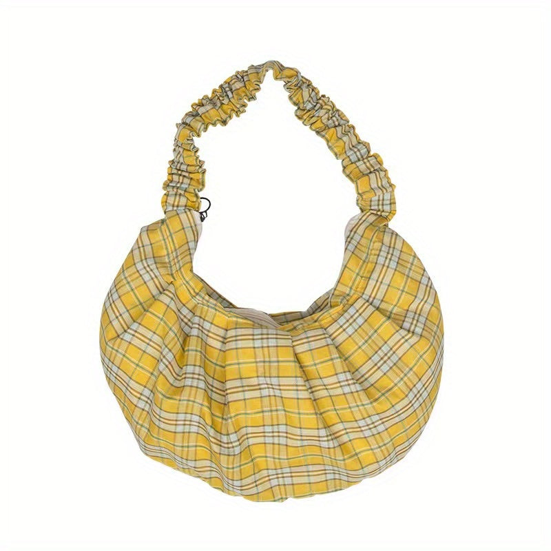 Plaid Pattern Crossbody Bag Dumpling Shoulder Bag