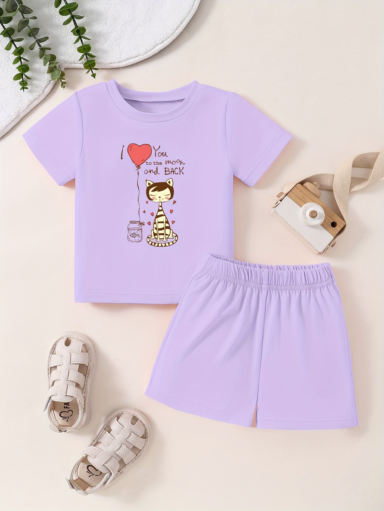 Toddler Kid 2pcs Bottoming Set Short Sleeve T shirt & Matching Shorts