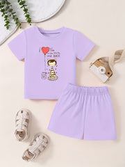 Toddler Kid 2pcs Bottoming Set Short Sleeve T shirt & Matching Shorts