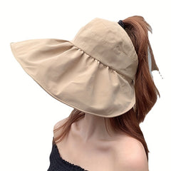 Double Layer Ponytail Visor Hat UV Protection Beach Travel Sun Hat