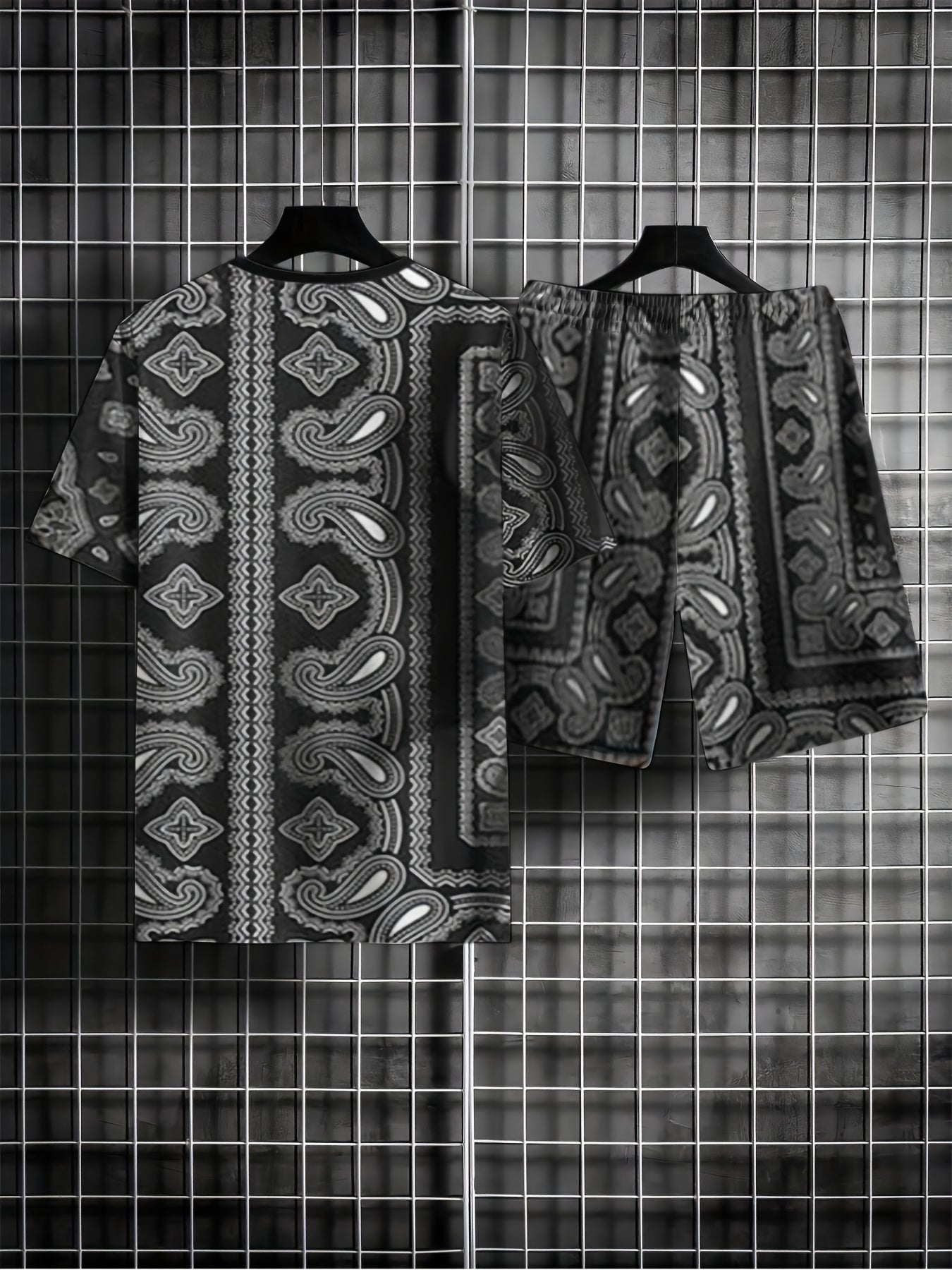 Paisley Pattern Men's 2 Piece T-shirt and Shorts Set