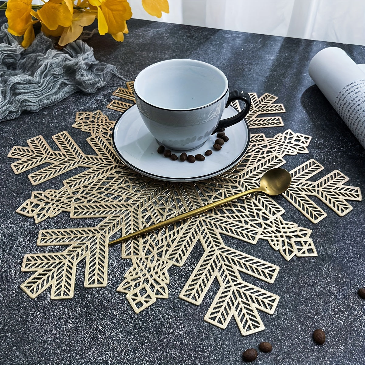 4pcs Nordic Snowflake PVC Placemats - Holiday Table Mat