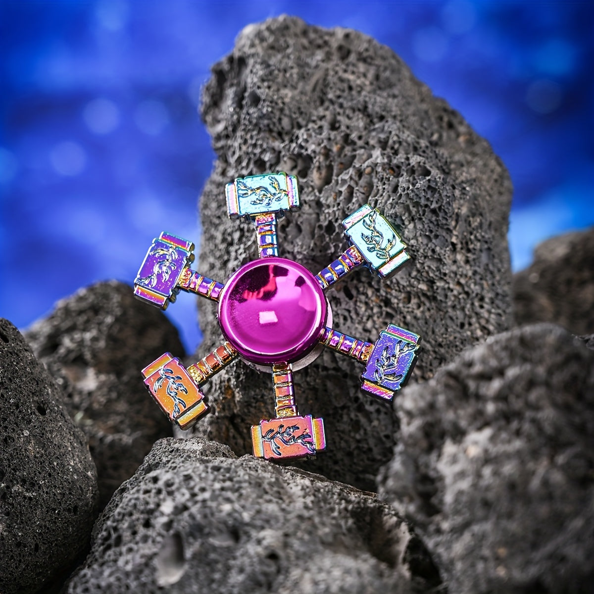 Colorful Thor's Hammer Finger Spinner Metal Fingertip Spinner
