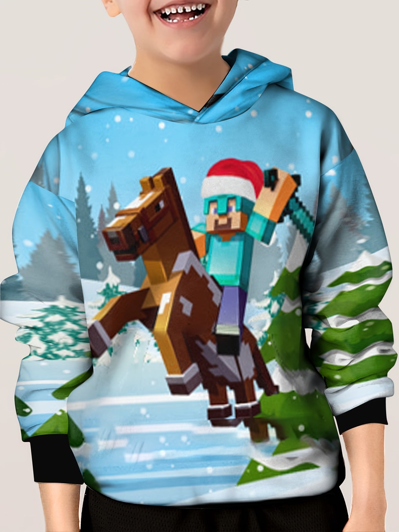 Christmas Knight Print Kid's Hoodie Unisex Pullover Hooded Top