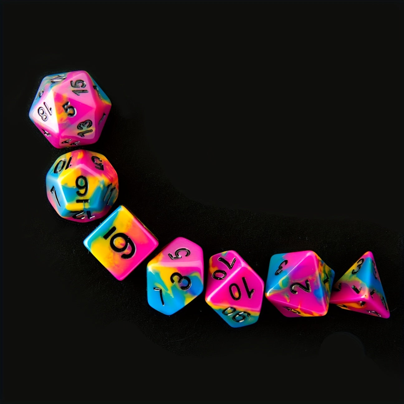Rainbow Skull Dice Set with Drawstring Bag for Table Game