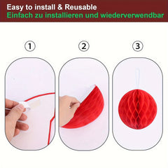 16pcs Assorted 3D Paper Honeycomb Christmas Decorations
