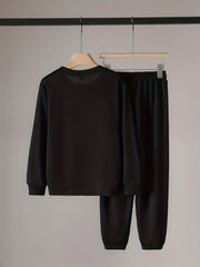 Boy's 2pc Plant Pattern Sweatshirt & Sweatpants Set for Spring Fall