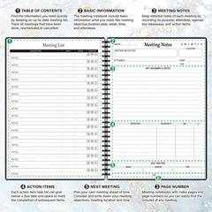 Meeting Notebook For Work Action Items Planner Office Business Notes Organizer