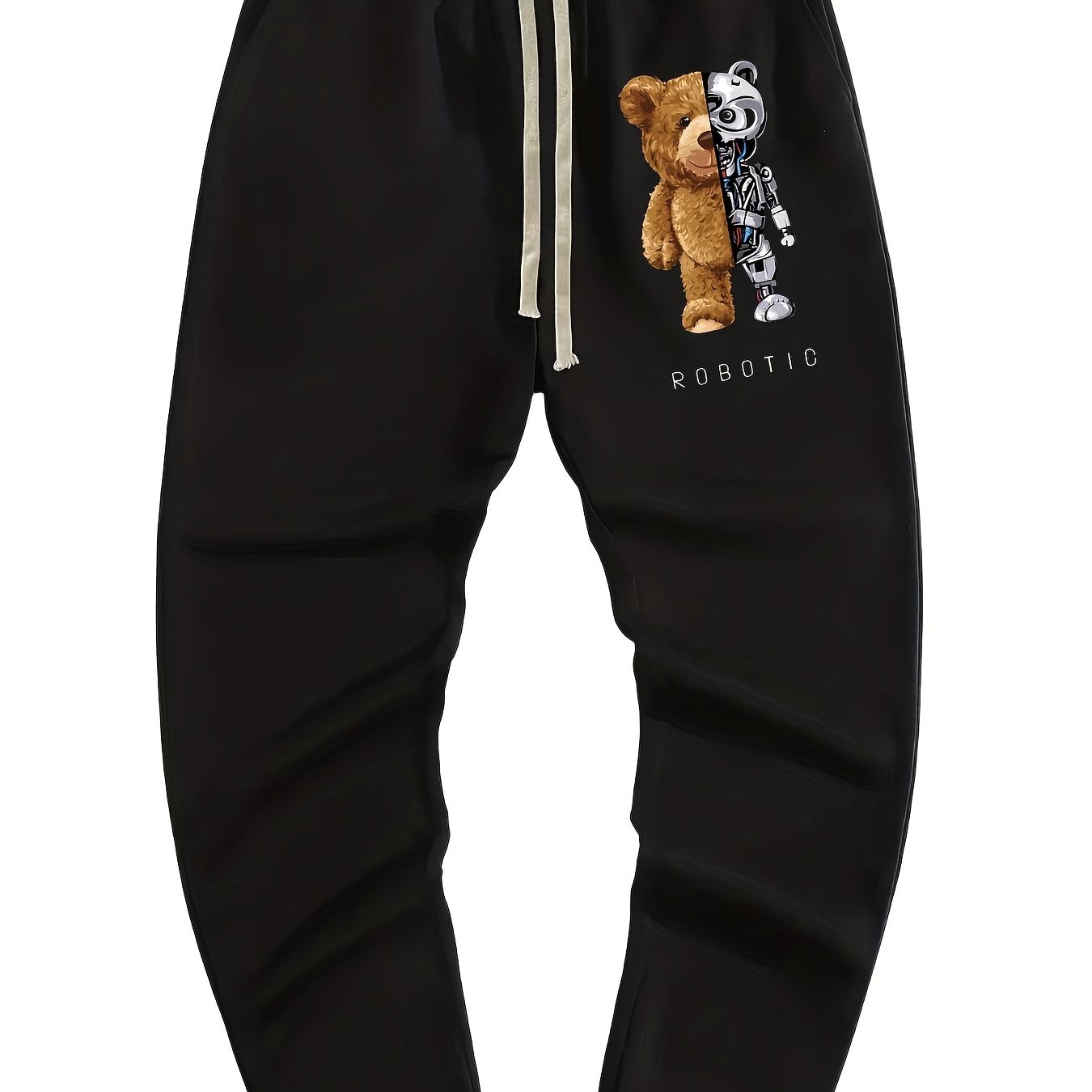 Mechanical Bear Print Men's Drawstring Pocket Sweatpants