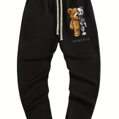 Mechanical Bear Print Men's Drawstring Pocket Sweatpants