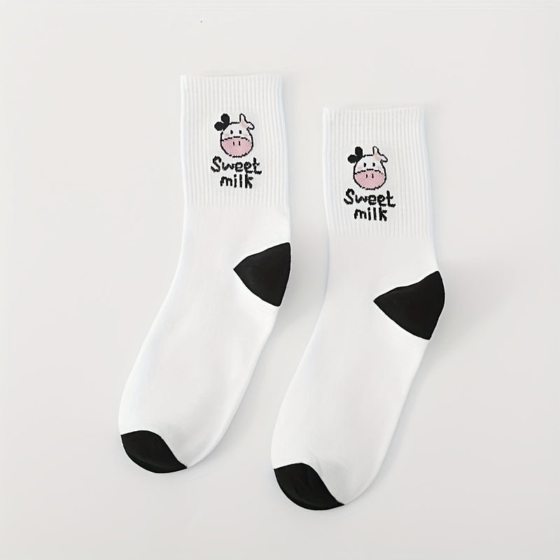 5 Pairs Casual Striped Socks Women's Stockings