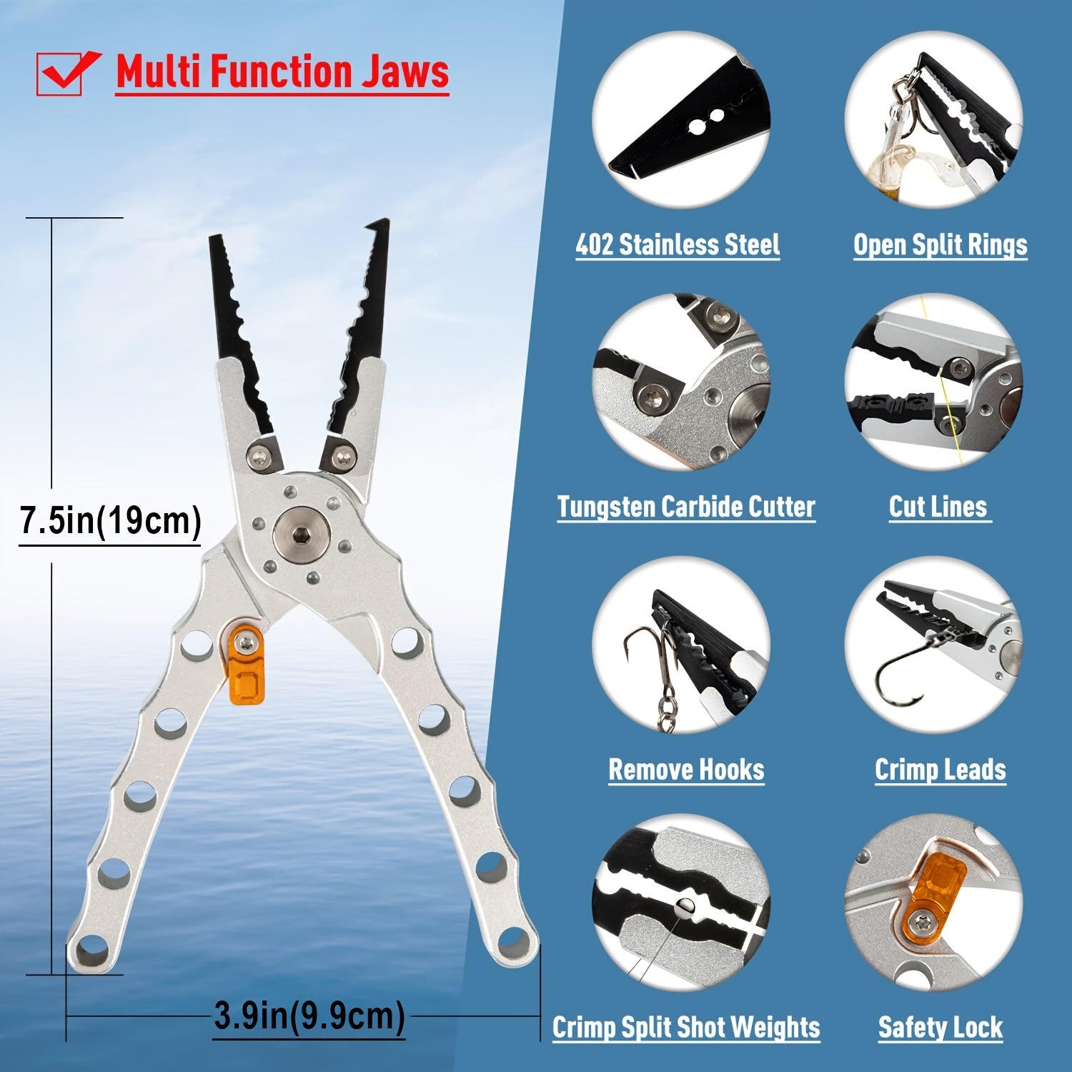 Multifunctional Fishing Pliers & Lip Gripper Aluminum Tools
