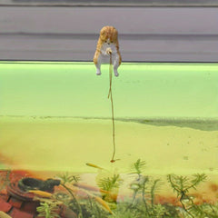 Fishing Cat Statue Figurine Ornament for Fish Tank, Cartoon Style Decoration