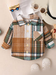 Toddler Boys Plaid Flannel Shirt Long Sleeve Button Up