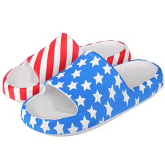 Women's Cloud Slides Pillow Slippers Star & Stripe Pattern Open Toe