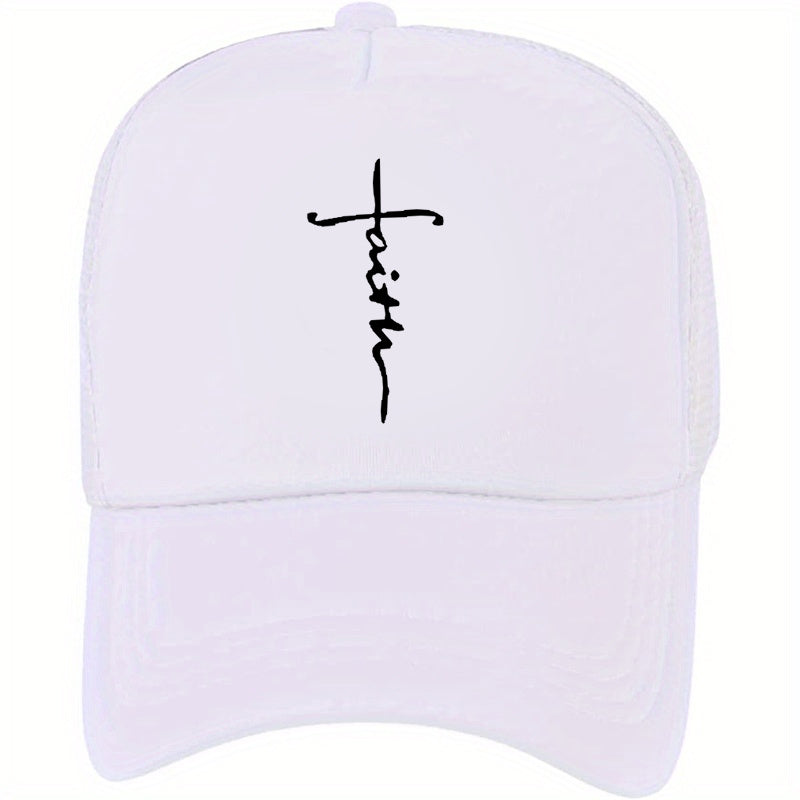 Faith Cross Print Baseball Cap Unisex Solid Sunshade Dad Hats