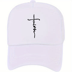 Faith Cross Print Baseball Cap Unisex Solid Sunshade Dad Hats