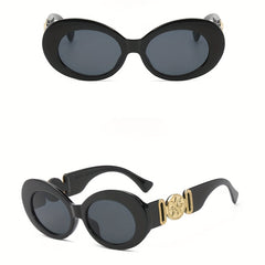 Retro Oval Sunglasses Vintage Flower UV400 Sun Shades for Driving